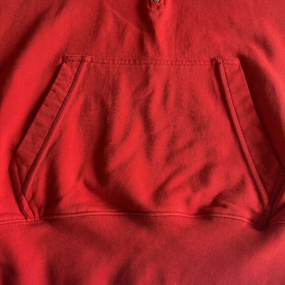 Nike Mens SZ M Embroidered Logo Half Zip Hooded Fleece Pullover Pocket Red - Picture 4 of 10